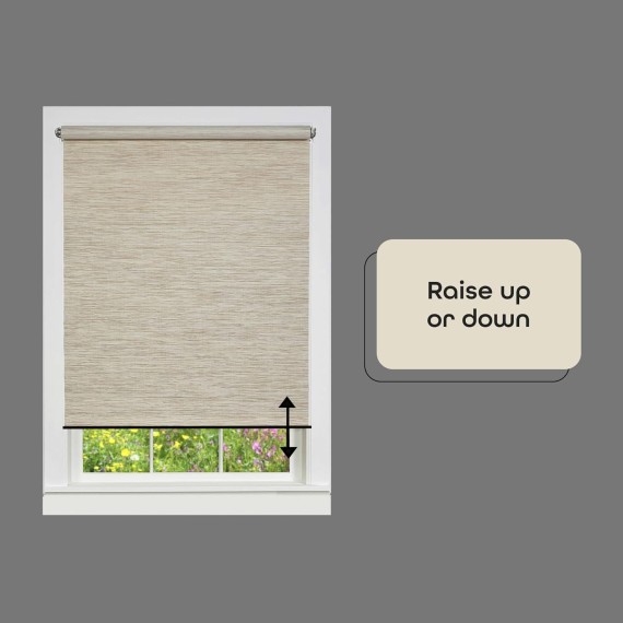 Cordless Privacy Jute Window Roller Shade - 73 Inch Width, 72 Inch Length - Natural - Light Filtering Woven Natural Fiber Horizontal Windows Blinds by Achim Home Decor