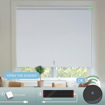 Motorized Blinds with Remote, Blackout Smart Blinds Motorized Fabric Roller Shades Work with Alexa, Automatic Shades for Windows Custom Size (Greyish White)