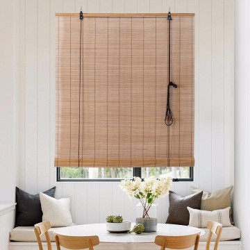 Bamboo Wooden Roll Up Blinds, Bamboo Roll Up Shades for Windows, Light Filtering Bamboo Blinds for Indoor Outdoor Home Patio Porch (60''W X 72''H)