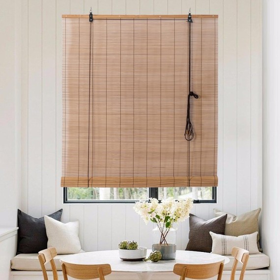 Bamboo Wooden Roll Up Blinds, Bamboo Roll Up Shades for Windows, Light Filtering Bamboo Blinds for Indoor Outdoor Home Patio Porch (60''W X 72''H)