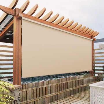 Exterior Window Shades Blackout Cordless Blinds, Khaki Custom Outdoor Waterproof Roller Shades Windproof Window Blinds for Porch, Gazebo, Patio, Back Yard, Deck, Balcony, Pergolas