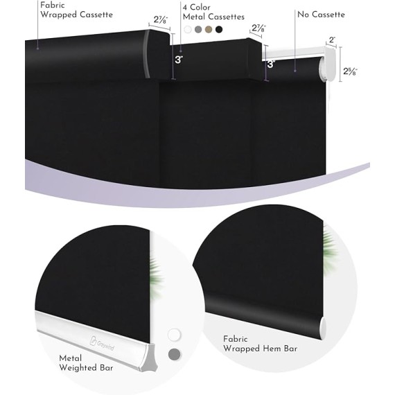 Motorized Roller Shade Work with Alexa Google 100% Blackout Rechargeable Smart Blinds Remote Control Battery Motor Cordless Window Shades, Customized Size (Matt Black)
