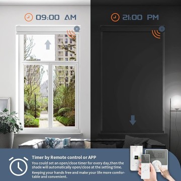 Motorized Roller Blind with Remote, 100% Blackout Electric Window Shades Customized, Automatic Rechargeable Smart Blinds, Compatible with Alexa Google (Striped Grey)