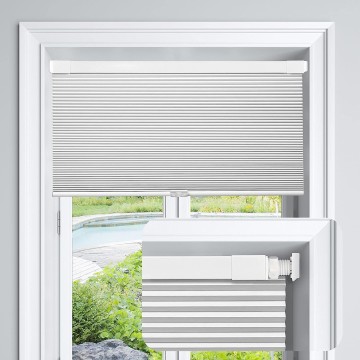 Cordless Cellular Shades No Tools No Drill Blackout Cellular Blinds for Window, Silver White