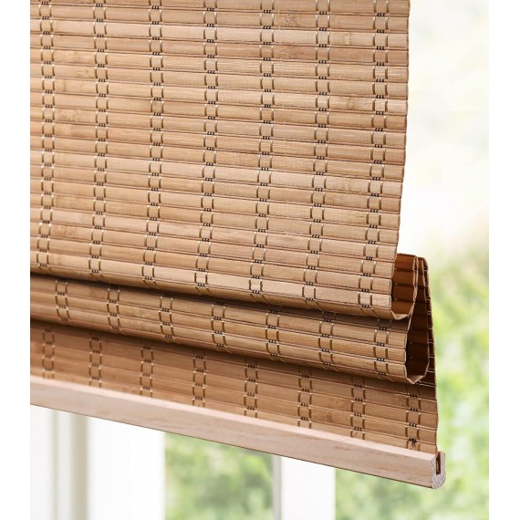 Cordless Bamboo Roman Shades, Light Filtering Window Treatment, Roll Up Bamboo Blinds for Window 23'' W x 60'' H