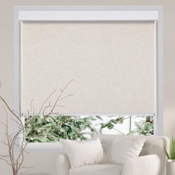 Free-Stop Cordless Light Filtering Roller Shades for Windows Natural Woven Fabric UV Protection Privacy Roller Window Shades for Windows, Home, Living Room, Office, Patio