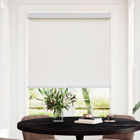 Free-Stop Cordless Light Filtering Roller Shades for Windows Natural Woven Fabric UV Protection Privacy Roller Window Shades for Windows, Home, Living Room, Office, Patio