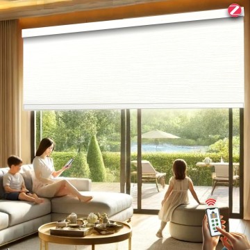 Motorized Roller Blinds Customized Size Width 20-105 Inches Window Aluminum Valance Style Rechargeable Shades with Built-in Zigbee Battery Motor for Home Office Hotel