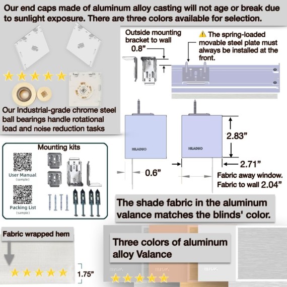 Motorized Roller Blinds Customized Size Width 20-105 Inches Window Aluminum Valance Style Rechargeable Shades with Built-in Zigbee Battery Motor for Home Office Hotel