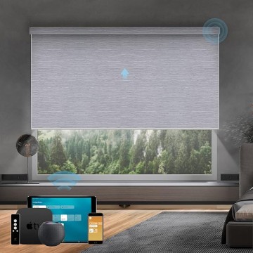 Motorized Roller Shades Work with HomeKit, 100% Blackout Window Shades, Cordless Wireless Remote Control Roller Blinds for Smart Home and Office, Essential Grey, Customized Size