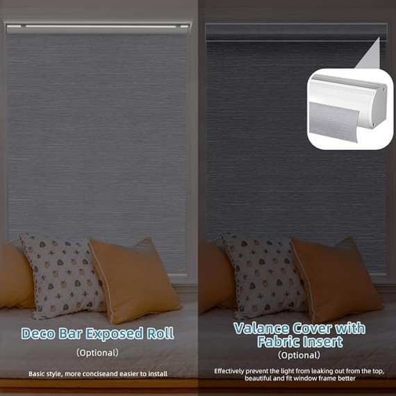 Motorized Roller Shades Work with HomeKit, 100% Blackout Window Shades, Cordless Wireless Remote Control Roller Blinds for Smart Home and Office, Essential Grey, Customized Size