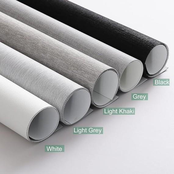 Custom Size Motorized 100% Blackout Roller Shades Window Shades with Textured Pattern Thermal Insulation UV Protection Blinds for Windows/Bedroom/Home Office Grey Cord/Cordless/Motorized