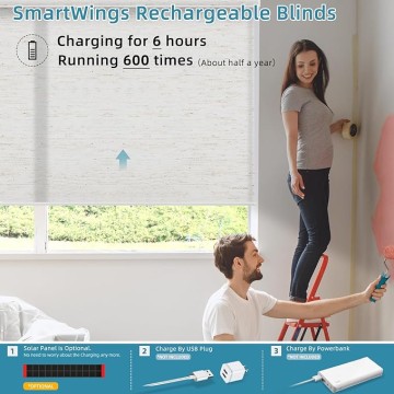 Motorized Smart Blinds for Windows in Light Filtering, Electric Remote Roller Shades Compatible with Alexa/Google Home/Homekit, Custom Up to 110”W x 148”H, Linen Translucent White