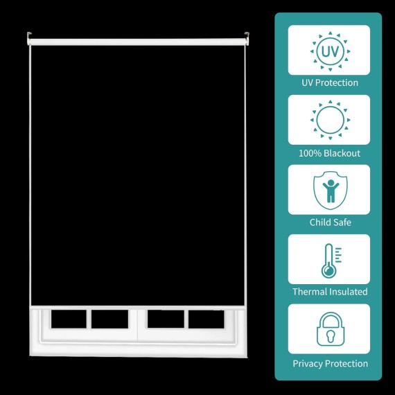 70 Inch Wide Blinds 100% Blackout for Windows,Beige Waterproof Shades Classic Thermal Insulated UV Protection Roller for Home Office Living Room