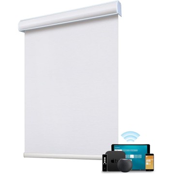 Motorized Blind Work with Homekit Thread-Enabled, 100% Blackout Smart Shades with Remote Control, Automatic Roller Shade, Electric Blinds Custom Up to 110" W x 120" H, Essential White