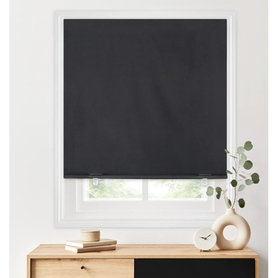 100% Blackout Roller Shades, No tools No Drill Cordless Blinds for Windows, Thermal Insulated UV Protection Privacy Window Shades for Bedroom (36''W x 72''H, Black)