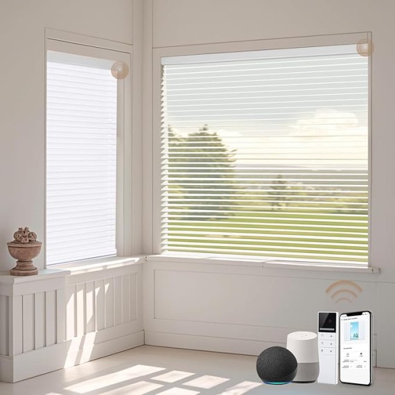 Motorized Blackout Roller Shade Fabric Covered Valance and Bottom Rod, Remote Control Electric Window Blind Compatible with Alexa Google via Hub, Custom Size (Dark Coffee - Wrapped Fabric)
