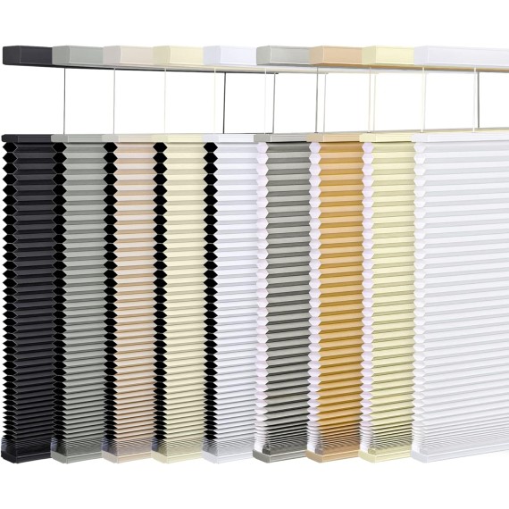 Top Down Bottom Up (TDBU) Cordless Cellular Shades, Light Filtering Honeycomb Shades Pleated Polyester Blinds for Window, White