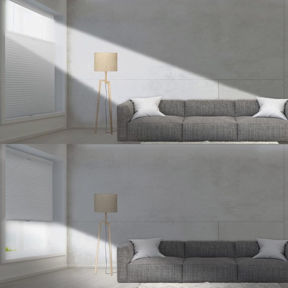 Top Down Bottom Up (TDBU) Cordless Cellular Shades, Light Filtering Honeycomb Shades Pleated Polyester Blinds for Window, White