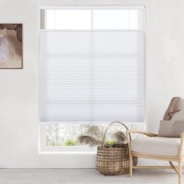 Top Down Bottom Up (TDBU) Cordless Cellular Shades, Light Filtering Honeycomb Shades Pleated Polyester Blinds for Window, White