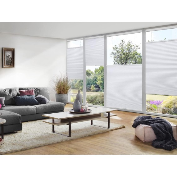 Top Down Bottom Up (TDBU) Cordless Cellular Shades, Light Filtering Honeycomb Shades Pleated Polyester Blinds for Window, White