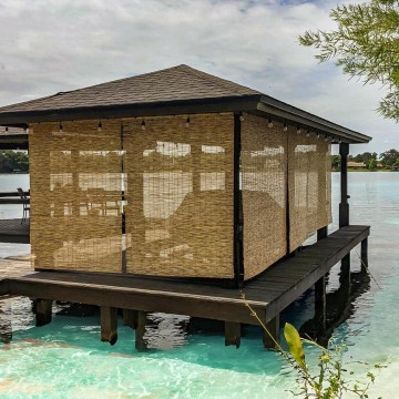 Backyard X-Scapes Light-Filtering Cord-Free Bamboo Reed Roll-Up Blind Shades for Windows Manual Roman Blinds Natural 60 in W x 72 in H