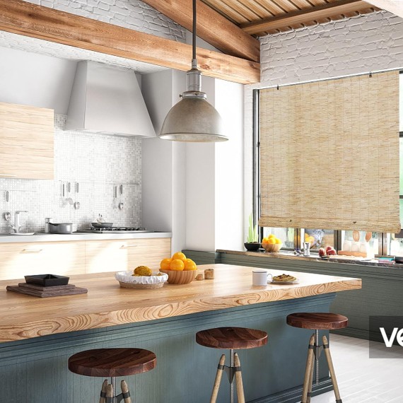 Backyard X-Scapes Light-Filtering Cord-Free Bamboo Reed Roll-Up Blind Shades for Windows Manual Roman Blinds Natural 60 in W x 72 in H