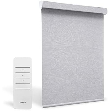 Changshade Motorized Roller Shades for Windows, Custom Blinds Blackout Remote Control Wireless Window Blinds with Thermal Insulated for Home, Hotel, Office, Easy Installation Grey