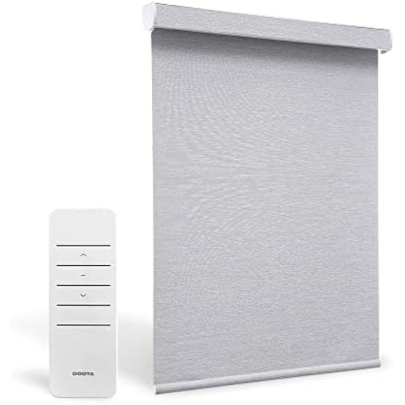 Changshade Motorized Roller Shades for Windows, Custom Blinds Blackout Remote Control Wireless Window Blinds with Thermal Insulated for Home, Hotel, Office, Easy Installation Grey
