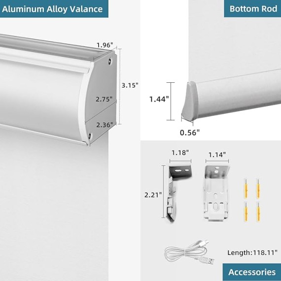 Motorized Roller Shades Work with Homekit, 100% Blackout Smart Blinds for Windows, Cordless Remote Control Window Shades, Essential White, Customized Size