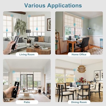 Motorized Light Filtering Shades, Work with Matter Homekit Alexa Google, 70% Blackout Shades Translucent, Cordless Window Shades with Remote Rechargeable, Up 110" W x 148" H, Linen Caramel