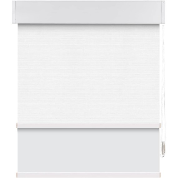 Dual Window Blinds Roller Shades, White Double Blind Blackout and Light Filtering Shades with Valance, Day and Night Roller Shades for Windows, Doors