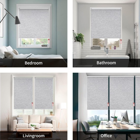 100% Blackout Roller Window Shades,Window Blinds with UV Protection Fabric,Roll Up and Pull Down Shades for Indoor Window,Window shade for Home,Dark Grey