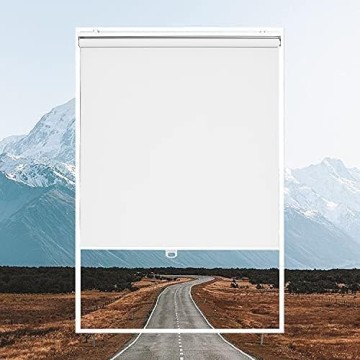 Roller Window Shades Blackout Blinds for Windows Cordless Bedroom Shade Room Darkening Shades Door Blinds with Thermal Insulated Easy to Install for Home，Office，Bathroom Pure White