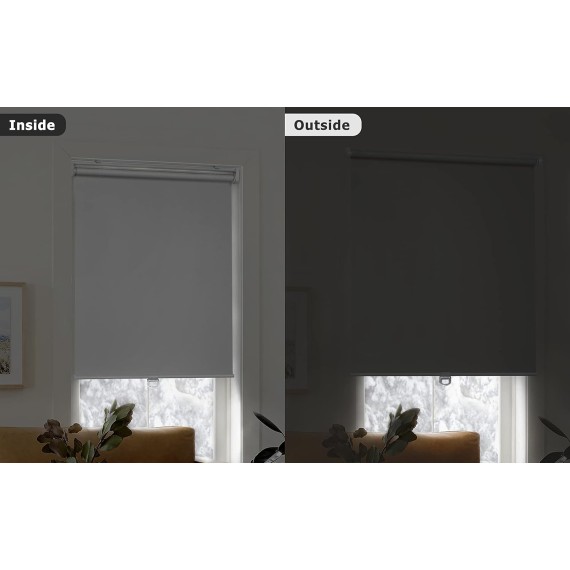 No Tools No Drill Cordless Roller Blinds Shades, 100% Blackout Waterproof Fabric Thermal Insulated UV Protection Privacy Blinds for Window Size 20'' W x 72'' H, White