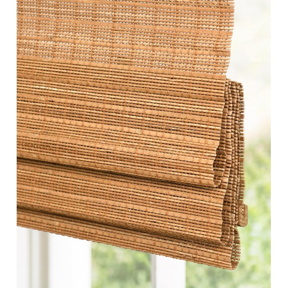 Cordless Bamboo Roman Shades, Light Filtering Window Treatment, Roll Up Bamboo Blinds for Window