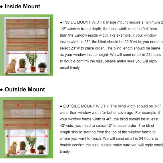 Cordless Bamboo Roman Shades, Light Filtering Window Treatment, Roll Up Bamboo Blinds for Window