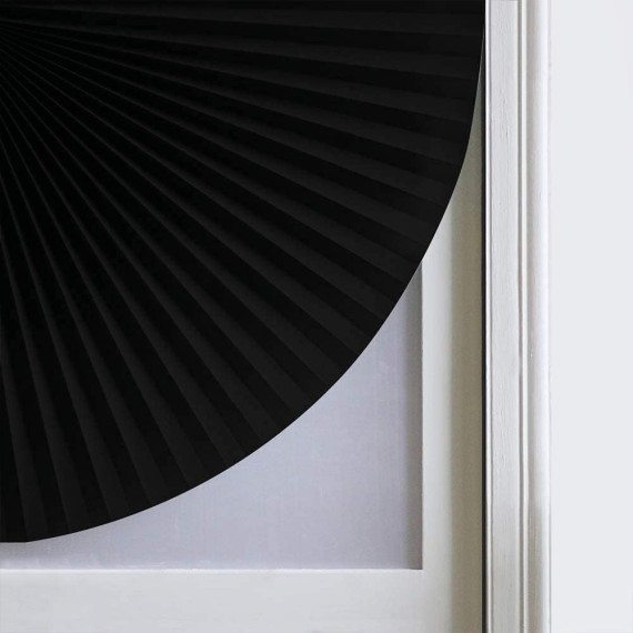 Blackout Roller Window Shades, No Drilling Temporary Cordless Blinds Light Filtering Fabric Pleated Paper Shades for Indoor Window Covers, Easy to Cut, 35.5" W x 70.9" L (Black)