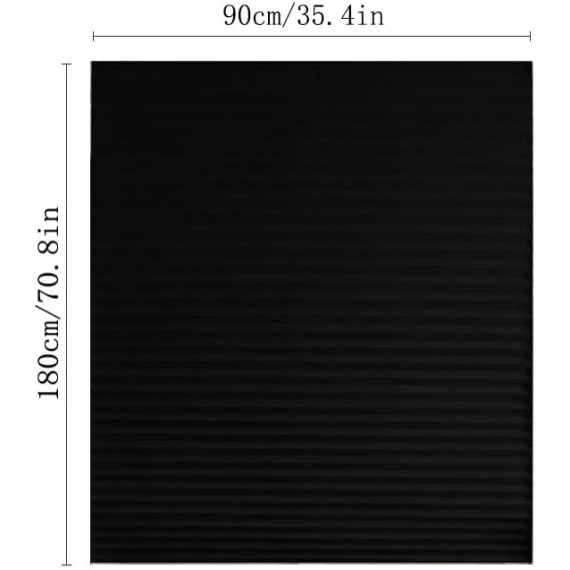 Blackout Roller Window Shades, No Drilling Temporary Cordless Blinds Light Filtering Fabric Pleated Paper Shades for Indoor Window Covers, Easy to Cut, 35.5" W x 70.9" L (Black)
