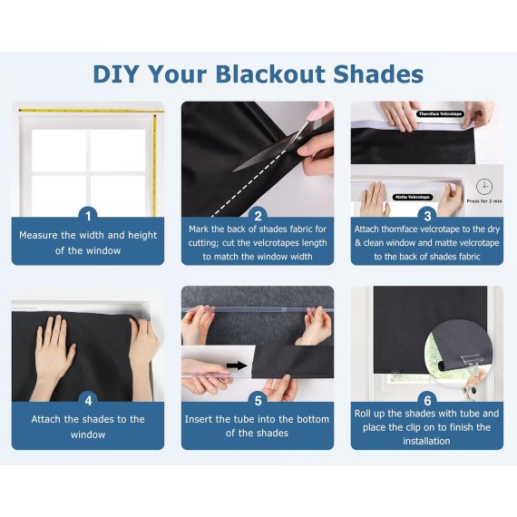 100% Blackout Roller Shades, No tools No Drill Cordless Blinds for Windows, Thermal Insulated UV Protection Privacy Window Shades for Bedroom (36''W x 72''H, Cream)