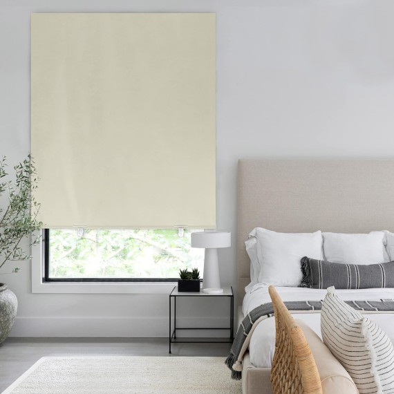 100% Blackout Roller Shades, No tools No Drill Cordless Blinds for Windows, Thermal Insulated UV Protection Privacy Window Shades for Bedroom (36''W x 72''H, Cream)