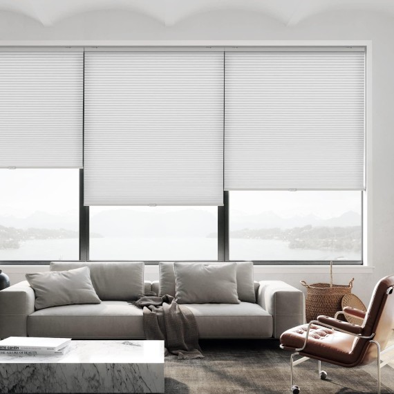 Cordless Cellular Shades, Light Filtering Honeycomb Shade Pleated Blinds for Windows, White