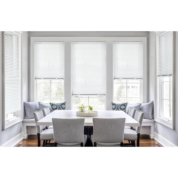 No Tools-No Drill 1" Aluminum Mini Blinds, Cordless Blinds for Windows, Light Filtering Horizontal Blinds and Shades for Window, White