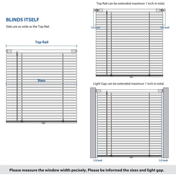 No Tools-No Drill 1" Aluminum Mini Blinds, Cordless Blinds for Windows, Light Filtering Horizontal Blinds and Shades for Window, Cream