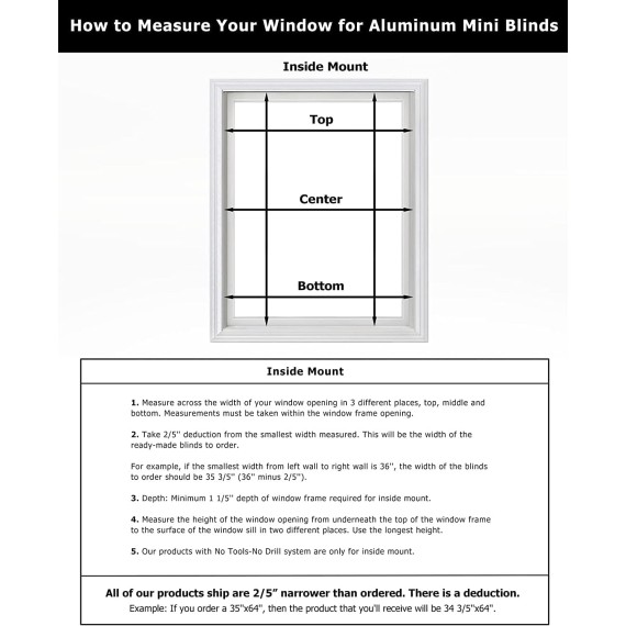 No Tools-No Drill 1" Aluminum Mini Blinds, Cordless Blinds for Windows, Light Filtering Horizontal Blinds and Shades for Window, Cream