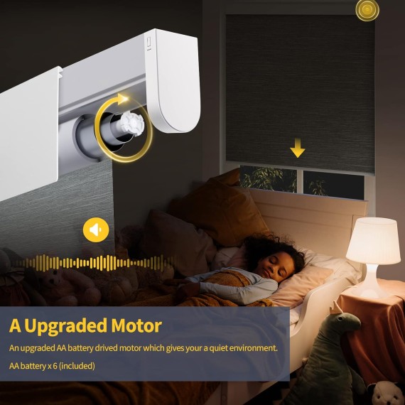 Motorized Blinds with Valance Cover Upgraded Smart Blinds Grasscloth Fabric Electric Blinds Remote Control Automatic Roller Shades for Windows Work with Alexa Google Home