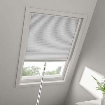 Cordless Skylight Shades, Custom Cut to Size 100% Blackout Roof Window Cellular Shades Honeycomb Pleated Blinds for Windows, lnside Mount ONLY(White, 12-51 Wide and 12-74 High)