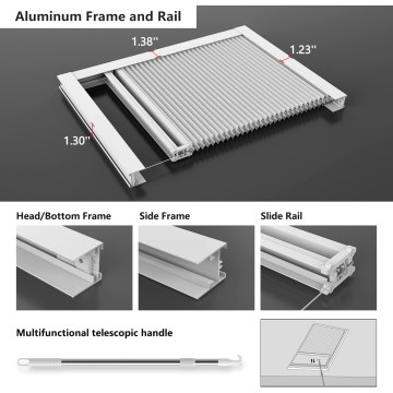 Cordless Skylight Shades, Custom Cut to Size 100% Blackout Roof Window Cellular Shades Honeycomb Pleated Blinds for Windows, lnside Mount ONLY(White, 12-51 Wide and 12-74 High)