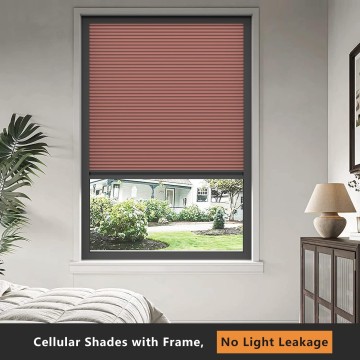 Cordless Cellular Shades, Custom Cut to Size 100% Blackout Light Blocking Privacy Protecting Honeycomb Pleated Blinds for Windows, lnside Mount ONLY(Red, 12-51 Wide and 12-74 High)