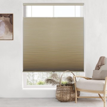 Custom Cordless Top Down Bottom Up Cellular Shades, Blackout Room Darkening Honeycomb Shades Pleated Blinds for Windows, Brown